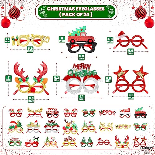 Miniatura 2 de KatchOn, Gafas de Navidad con purpurina para niños, paquete de 24  Gafas de Navidad, accesorios de Navidad para niños, adultos  Recuerdos de fiesta
