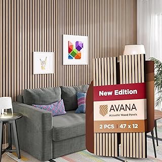 Avana Modern Acoustic Wood Wall Panels – 47.2 X 12.6 Inch White Oak Acoustic Panels 2 PCs – Wall Panels For Interior Wall Decor For Homes, Offices, Studios – Sturdy And Durable Wood Panels For Wall
