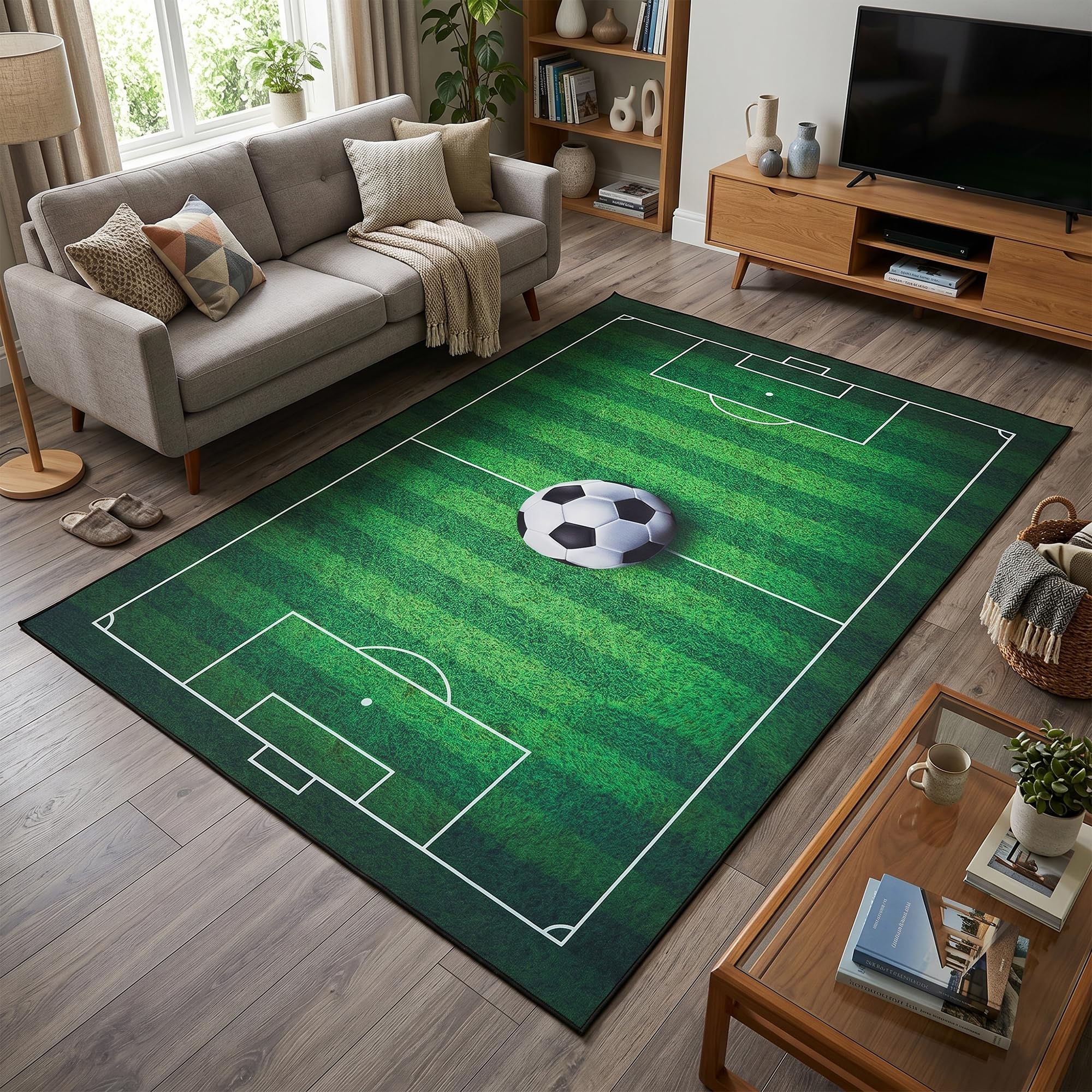 petour Football Pitch Rug Football Field Carpet Soccer Field Mat 160x240cm