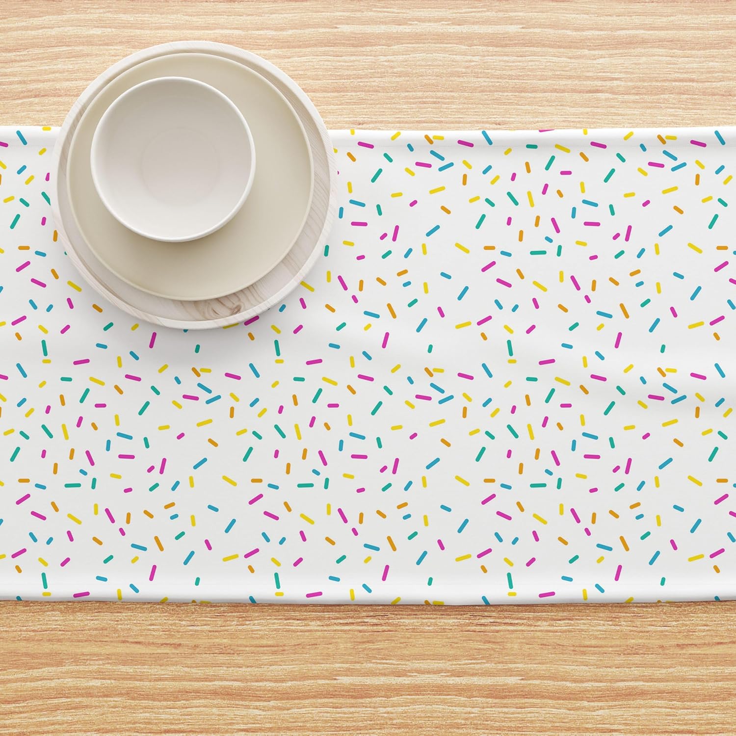 Fabric Textile Products, Inc. Table Runner, 100% Cotton, 16x108, Sprinkles on White