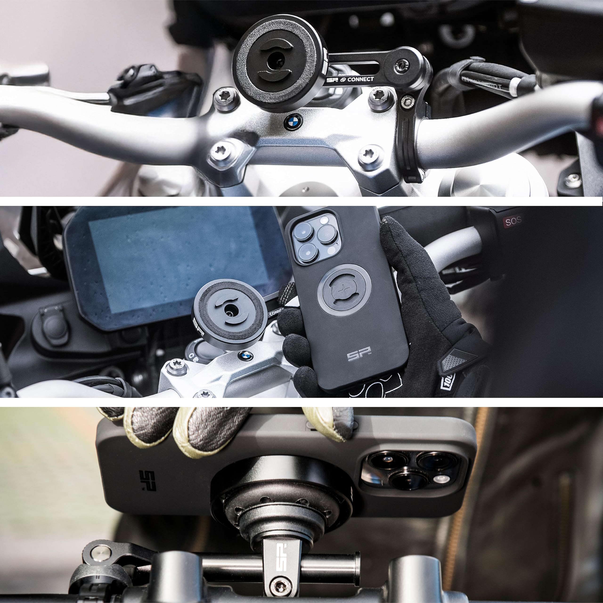 SP CONNECT Moto Bundle mit Anti Vibration Module | SPC+ | kompatibel mit Samsung S24 | Handyhalter für Motorrad Bike Moped Roller | Gadget Halterung für Navi