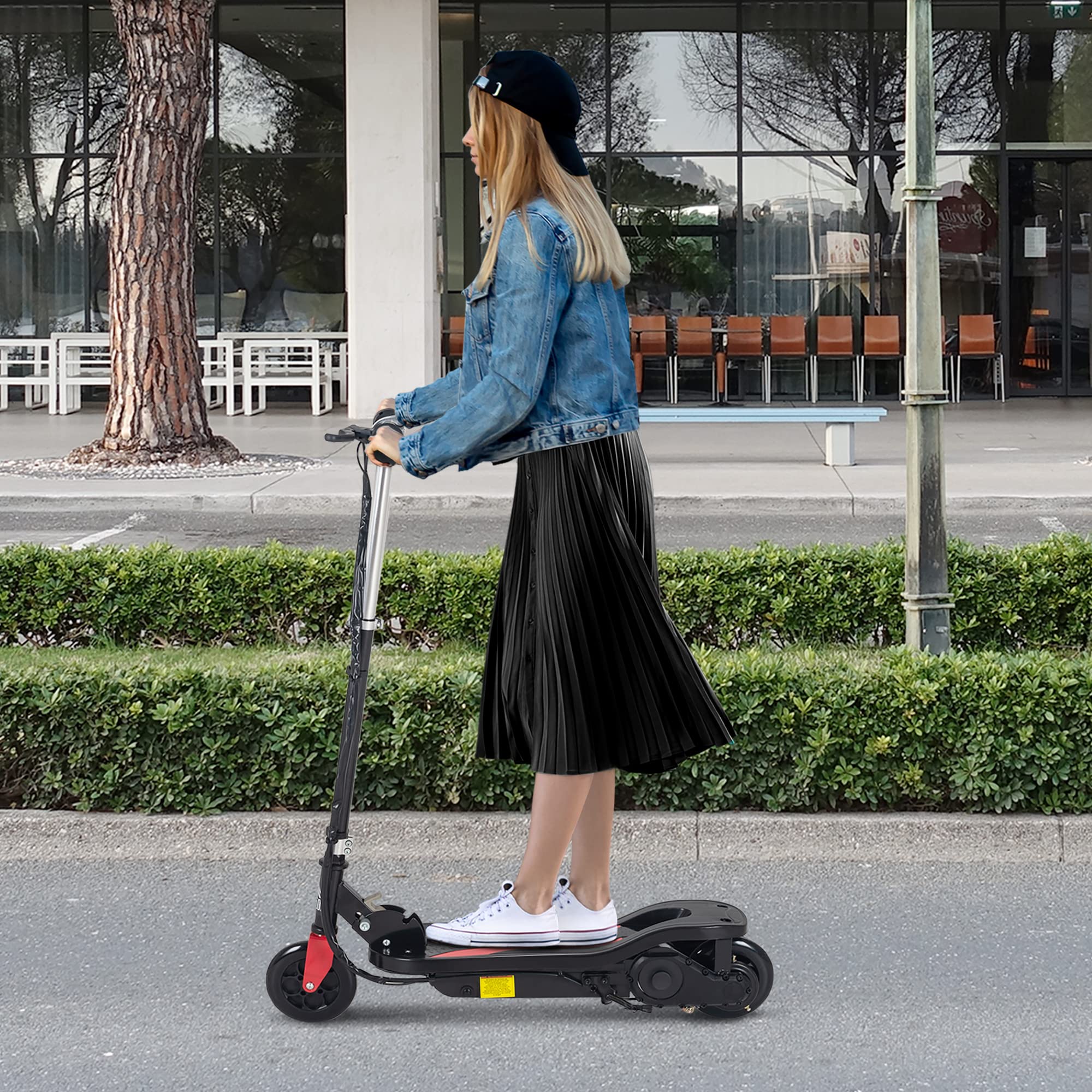 HOMCOM Trottinette électrique pour Enfants 7+ Ans 75x36x82-93 cm Noir | Trottinette Pliable, Hauteur Réglable, 24V, Vitesse Jusqu'à 12 km/h, Charge de Freinage 50 kg