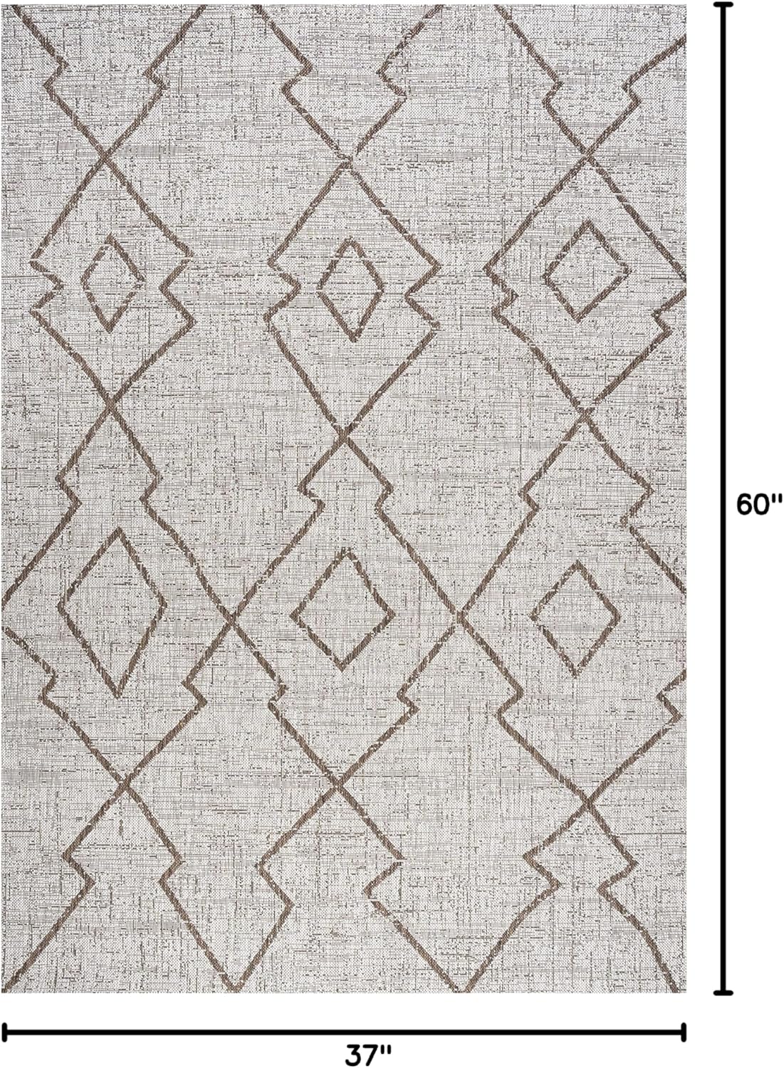 Eyely BMS128A-3 Santa Monica Carwa Tribal Diamond Trellis Indoor/Outdoor Area Rug Bohemian;Rustic, Bedroom, Kitchen, Backyard, Patio, Easy-Cleaning, Non-Shedding, 3 X 5, Beige/Brown