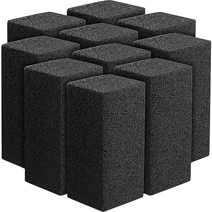 10 Pieces Commercial Grade Grill Cleaning Brick Bulk Heavy Duty Grill Pumice Stone Brick Cleaning Grill Stone Reusable for Home Restaurant Griddles, Flat Top Grills, BBQ Grates Outdoor Cleans (Black)