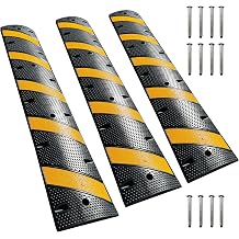 Speed Bump Heavy Duty Rubber 2 Channel Traffic Driveway Speed Hump for Roads Portable or Permanent Installation 22,000Lbs Rated Asphalt, Concrete, Gravel, Driveway, Garage 72" X 12" X 2.5" 3 Pack