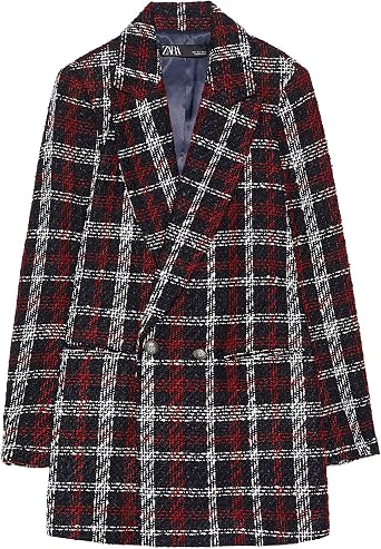 Zara 2753/221 - Blazer de Doble Fila para Mujer, diseño de Cuadros Rojo L:  Amazon.es: Ropa