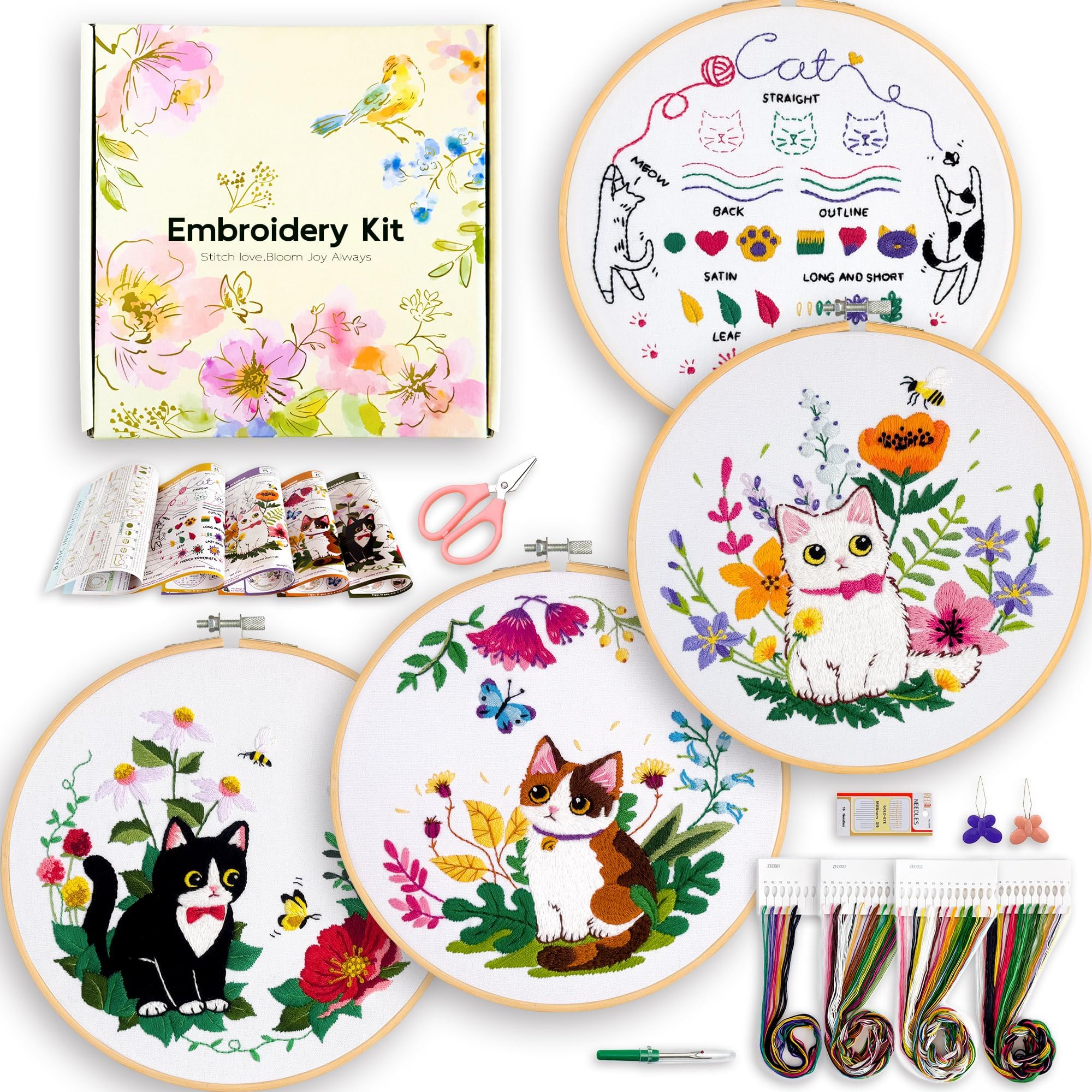 Beginner Cat Embroidery Kit - Easy Stitching! -1