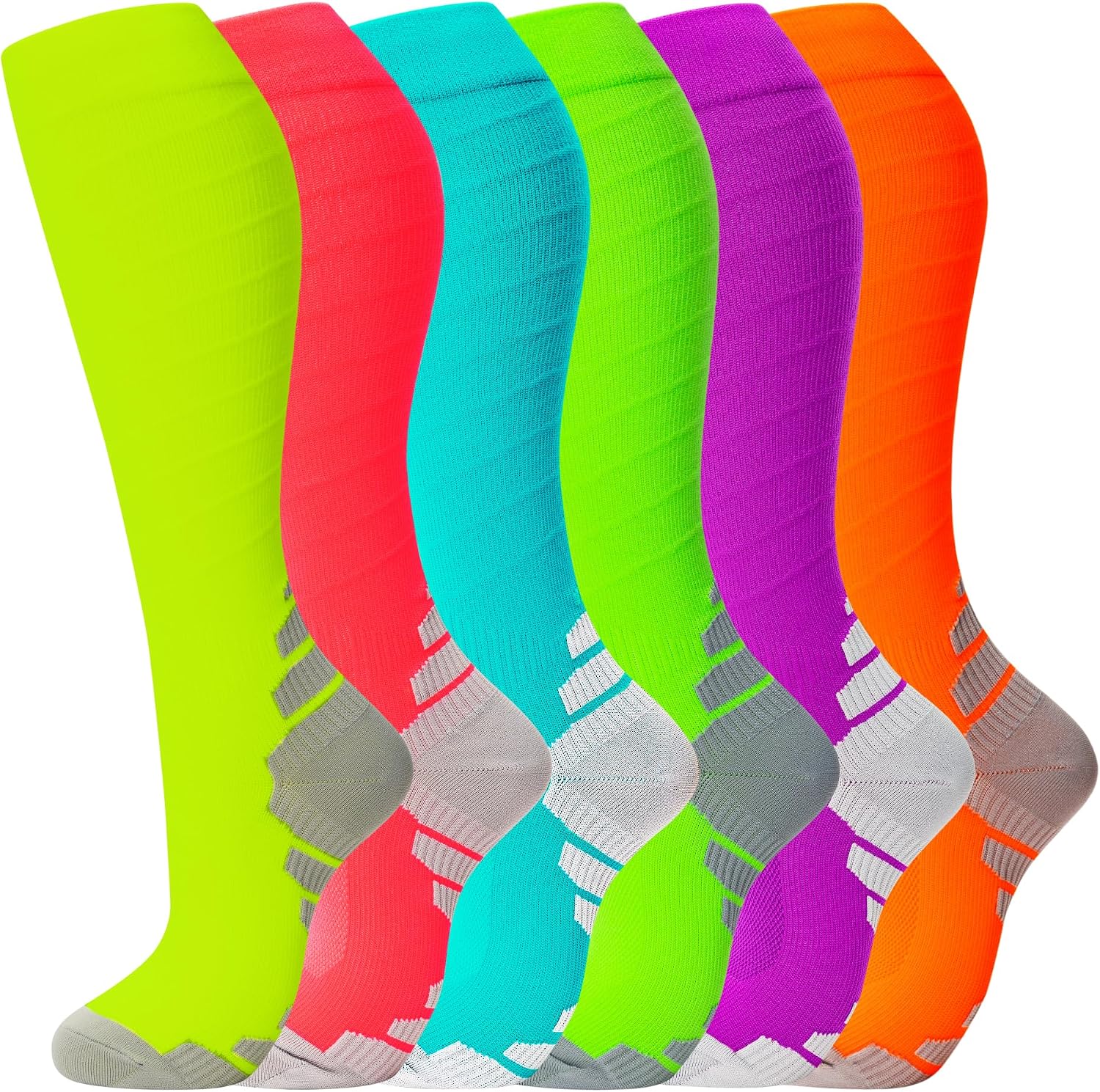 fenglaoda Compression Socks for Women Men Support Circulation 6 Pairs Socks For Nurse, Travel, Flight