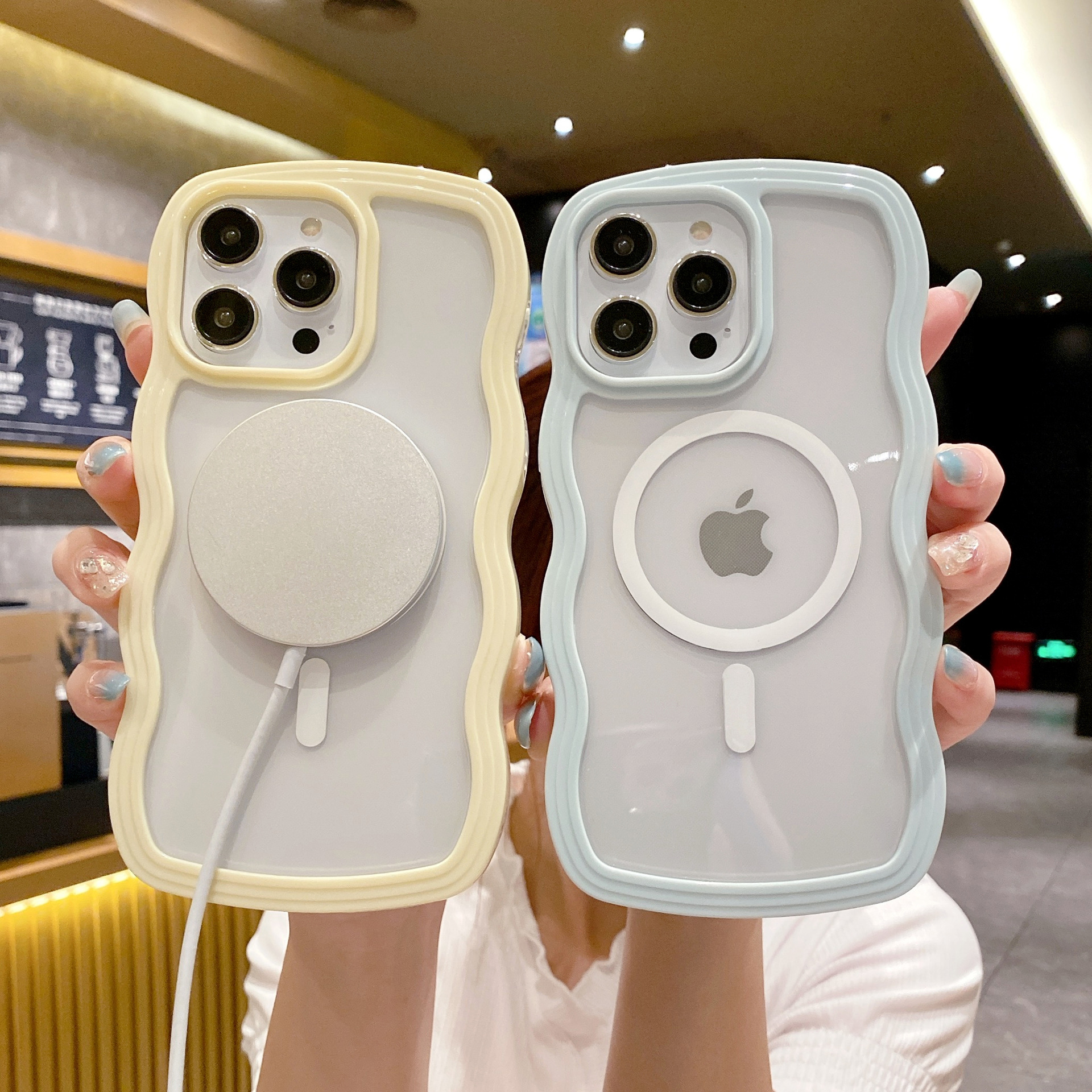Amazon.com: UEEBAI Magnetic Candy Wave Frame Case for iPhone 13/14