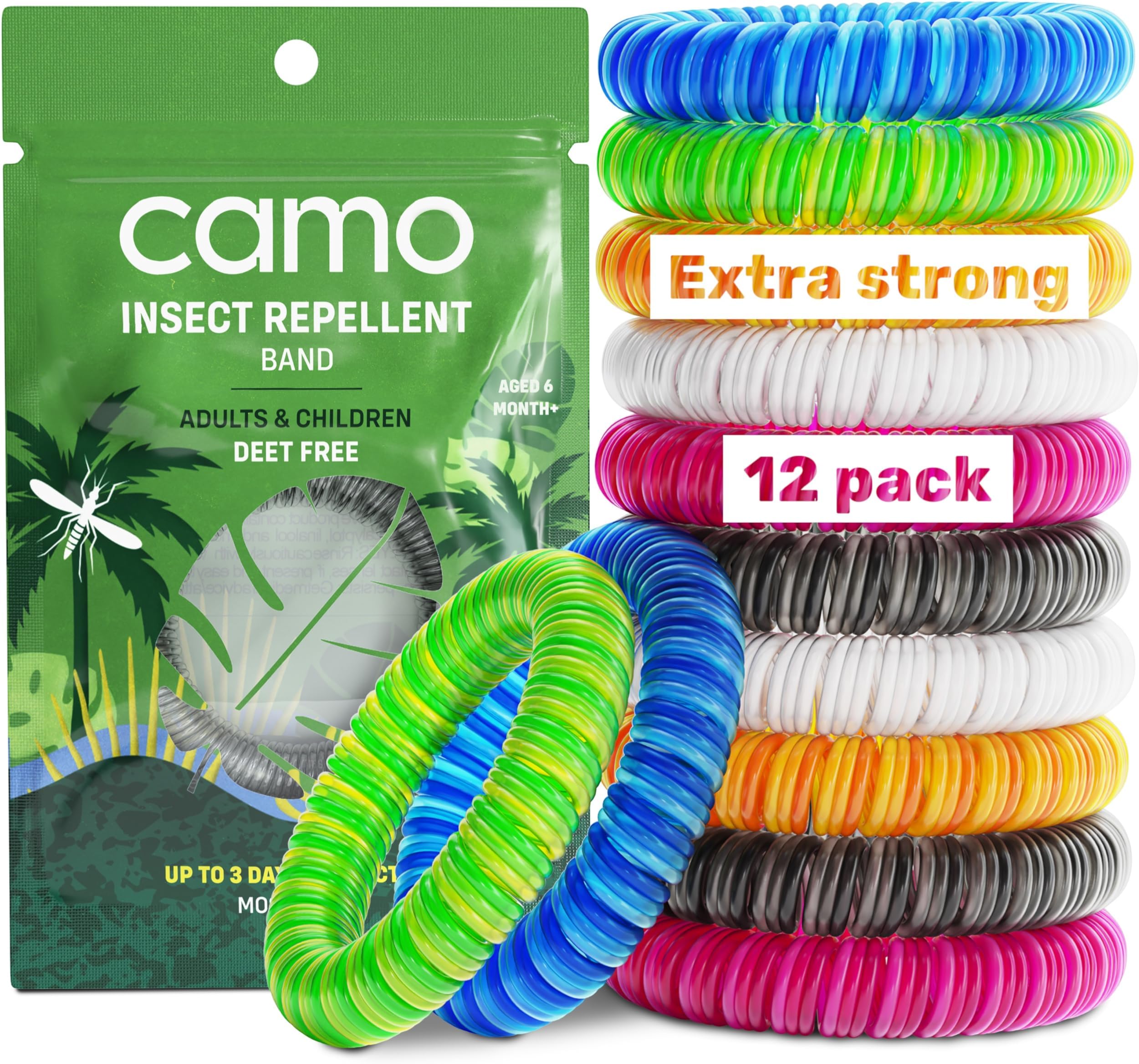 – Max Strength Mosquito Repellent Bracelet, 12 Insect Repellent Mosquito Bands, Child Friendly, Waterproof, releaseable Packaging, 3 Days of Protection (Multi Colour)