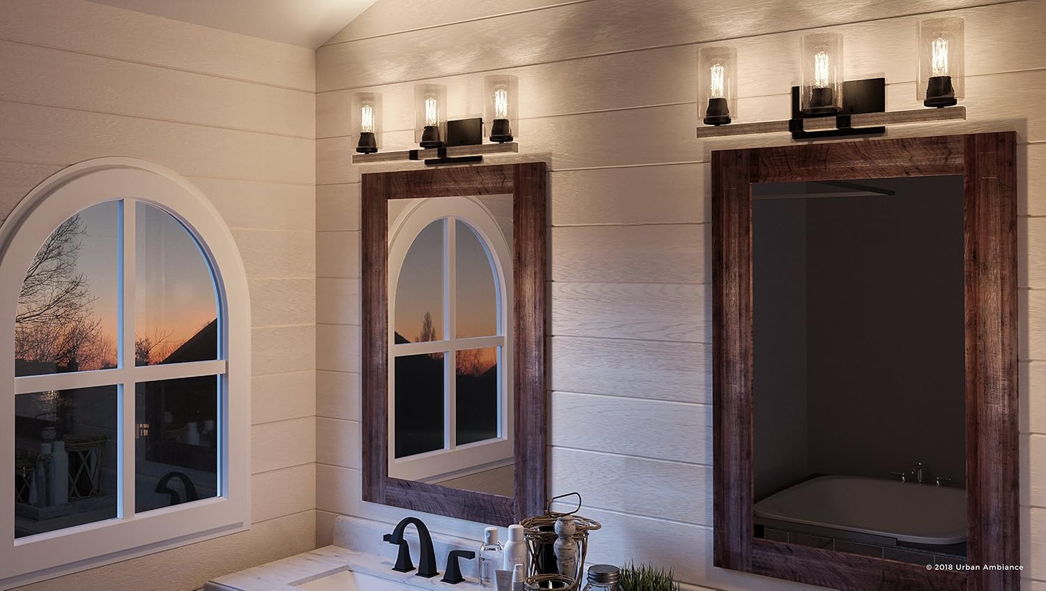 Urban Ambiance Luxury Vintage Bathroom Vanity Light, Large Size: 8" H x 24" W, with Modern Farmhouse Style Elements, Olde Bronze Finish, UHP2081, Darlington Collection
