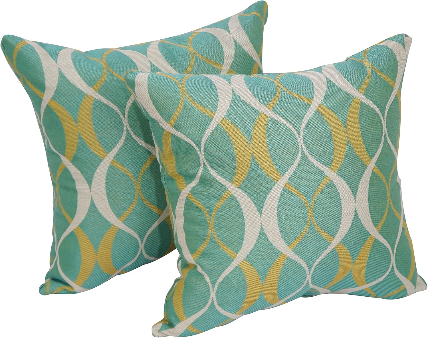 Blazing Needles Premium Outdoor Ogee Throw Pillow, 17", Duo Seaspray 2 Count