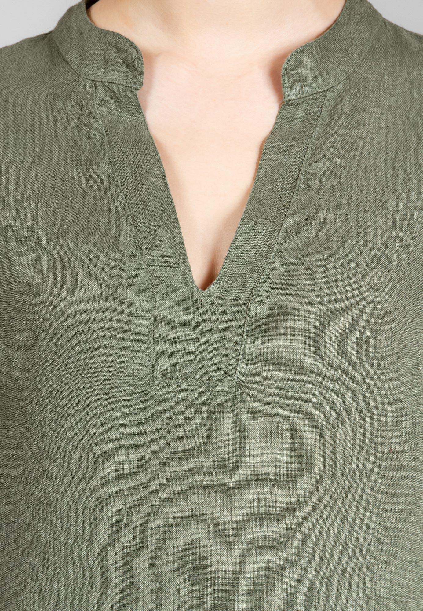 Caspar BLU024 Elegante Damen Halbarm Sommer Shirtbluse aus Leinen mit V-Ausschnitt