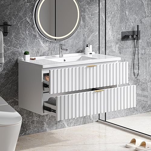 ONBRILL 36 Inch Bathroom Vanity with Sink Combo, Floating Bathroom