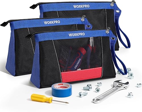 WORKPRO Bolsas de herramientas de 12 pulgadas con cremallera, bolsa de herramientas pequeña de alta resistencia, bolsa de herramientas pequeña para