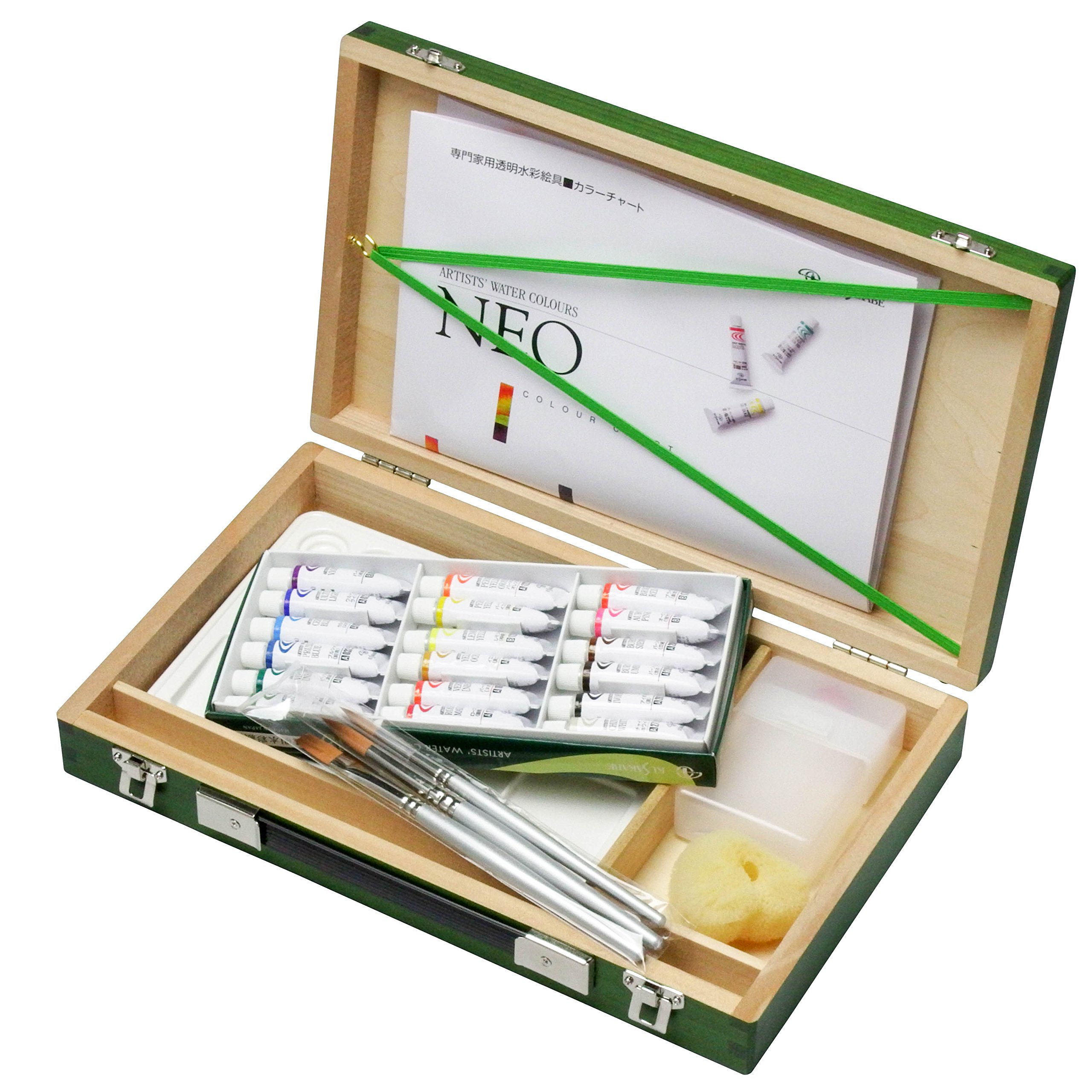 Aquarelle Kusakabe coffret vert en résine pour peindre vos carnets de voyage