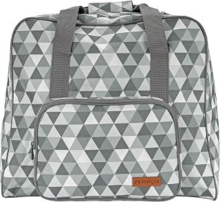 SEMPLIX Overlocktasche/Coverlocktasche Diamond-Design, Groß, Stabil, für Transport/Aufbewahrung Aller gängiger Maschinen, 44x38x33 cm (Stein/Grau)
