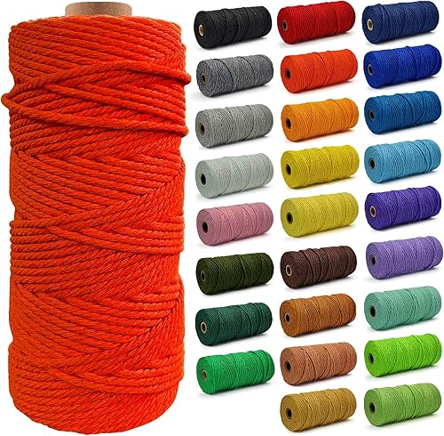 Miniatura 30 de Cuerda de macramé – Cuerda de macramé natural sin blanquear – Cuerda de algodón torcido de 4 hebras para colgar en la pared, hacer manualidades