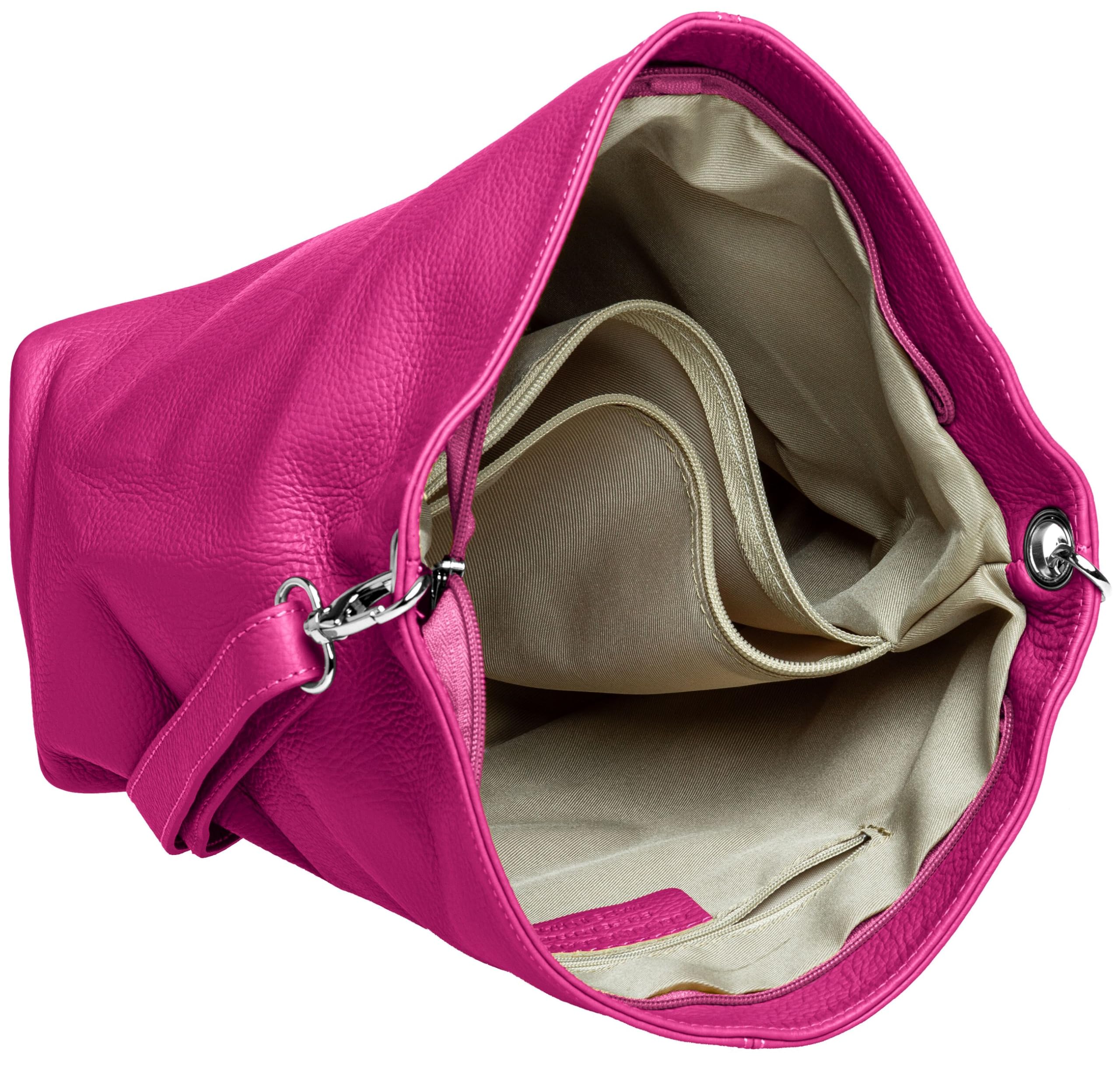Caspar Klassisch Elegante Leder Handtasche Damen Tasche mit verstellbarem Schultergurt - PREMIUM LINE - Modell No.803 - Made in Italy