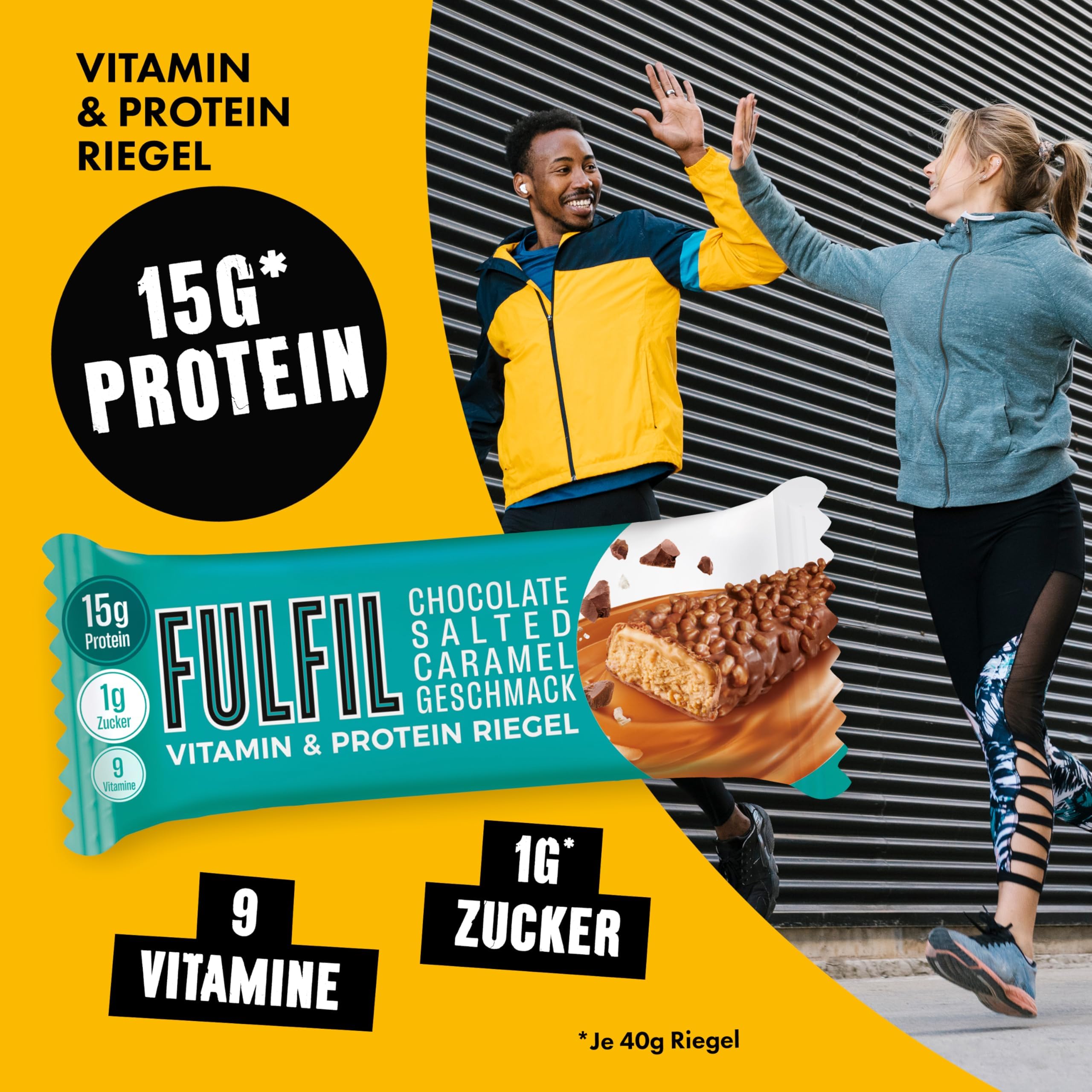 FULFIL Vitamin- und Proteinriegel Chocolate Salted Caramel, 15 x 40 g