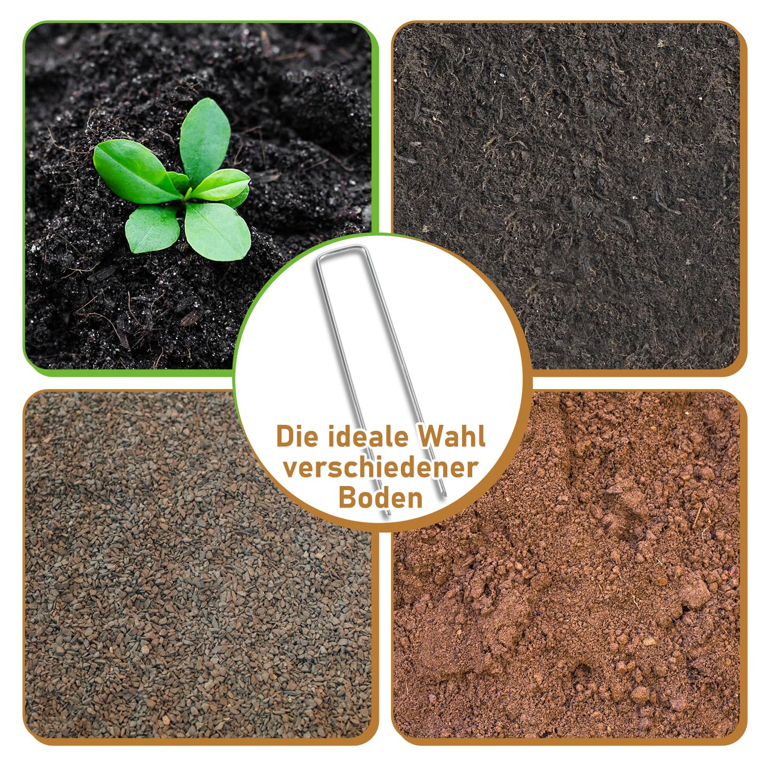 Lot de 300 piquets d'ancrage au sol en acier galvanisé - Pour toile anti-mauvaises herbes, non-tissé de jardin, clôture, jardin (150 x 25 mm - Ø 2,8 mm)