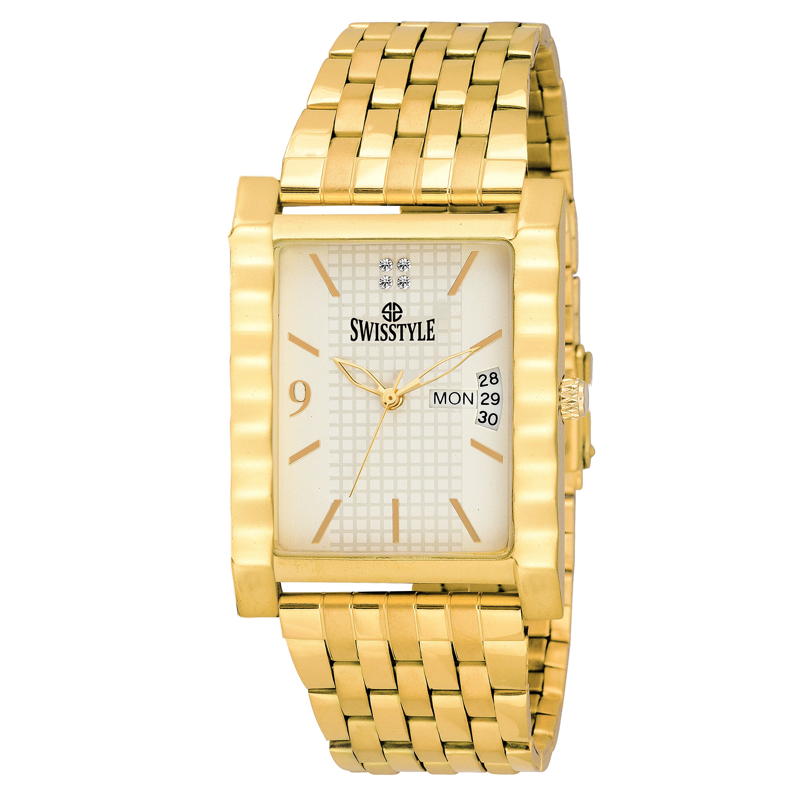 SWISSTYLE Day and Date Display Everyday Watch for men-SS-GSQ1179-WHT-GLD (B077G3MMKL) Amazon Price History, Amazon Price Tracker