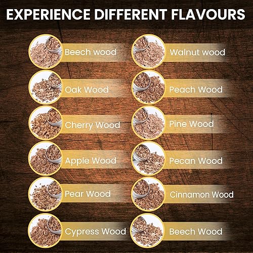 Miniatura 7 de Ahumador de astillas de madera para ahumar, ahumador de cóctel, 12 sabores de virutas de madera natural. Aserrín para regalo de esposo y padre,