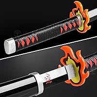 Vista 5 de Demon Slayer Sword - Juego completo de cinturón y soporte de 41 pulgadas, forma final de fuego de la espada Tanjiro, Katana de madera