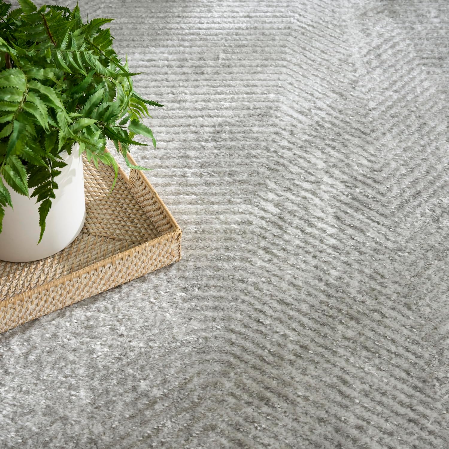 Nourison Home Dekor Grey 7'10" x 9'10" Area Rug - Easy Clean, Non Shedding, Bed Room, Living Room, Dining Room, Kitchen (8' x 10')