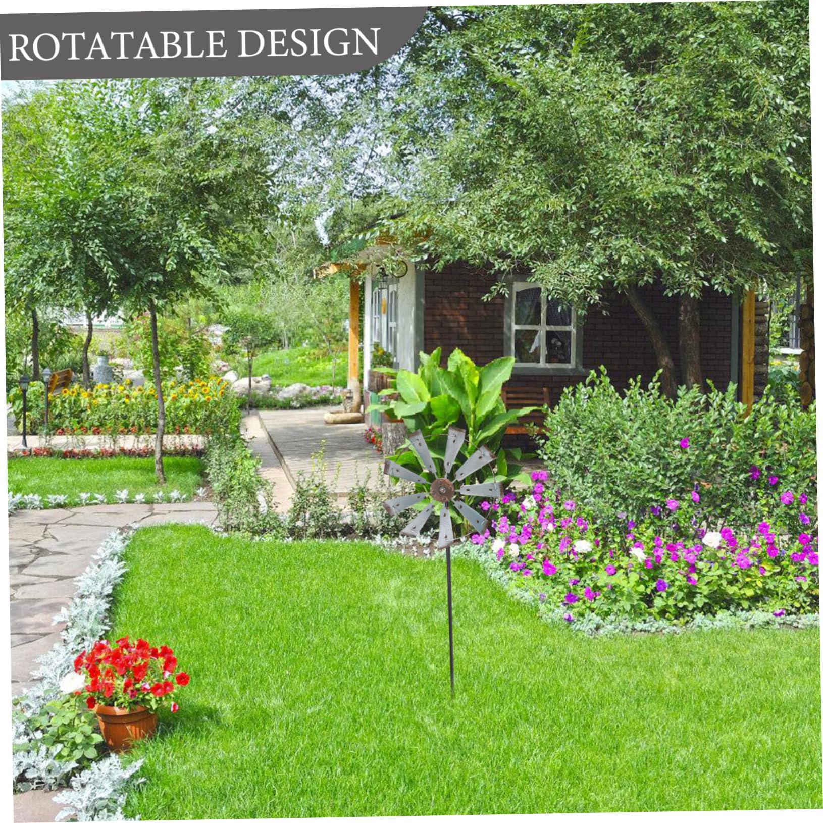 Girandola Vento da Giardino in Ferro, Design Rotante Decorativo | Prato e Area Esterna, Stile Creativo a Struttura Semplice, Oggetto Ornamentale da Cortile