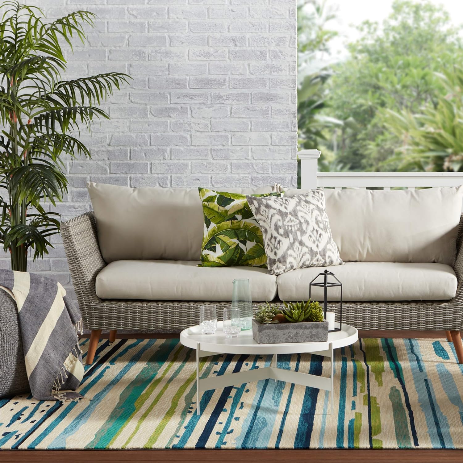 Jaipur Living, Outdoor 9x12 Large Area Rug, Striped Blue/Green Patio Rug