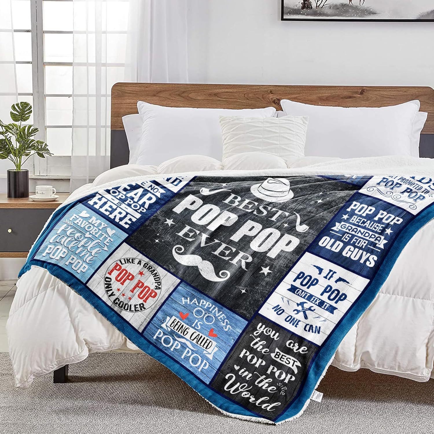 Pop Pop Gifts, Best Pop Pop Gifts from Grandkids, Pop Pop Birthday Gifts, Poppop Gift for Grandpa, Pop Pops Gifts for Christmas Fathers Day Throw Blanket 80"x60"