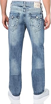 True Religion Men's Ficky Flap Raw Edge Logo, Cephus Medium Wash