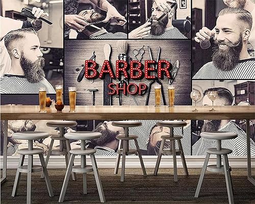 Miniatura 3 de Papel pintado mural personalizado de peluquería para hombres, estilo de peinado de moda, pintura de pared, decoración de peluquería, pintura,