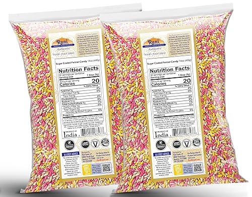 Miniatura 7 de Rani - Caramelo de hinojo recubierto de azúcar, 14 onzas (14.11 oz)  Paquete de 2  28.22 oz, 28 onzas en total  Golosina digestiva india después de