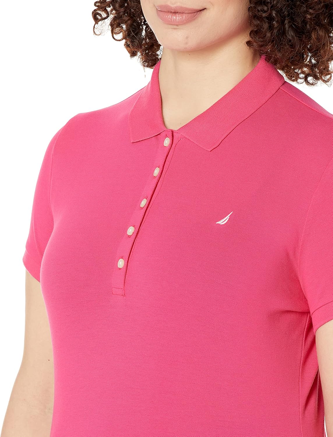 Nautica Womens 5-Button Short Sleeve Breathable 100% Cotton Polo Shirt - Image 5