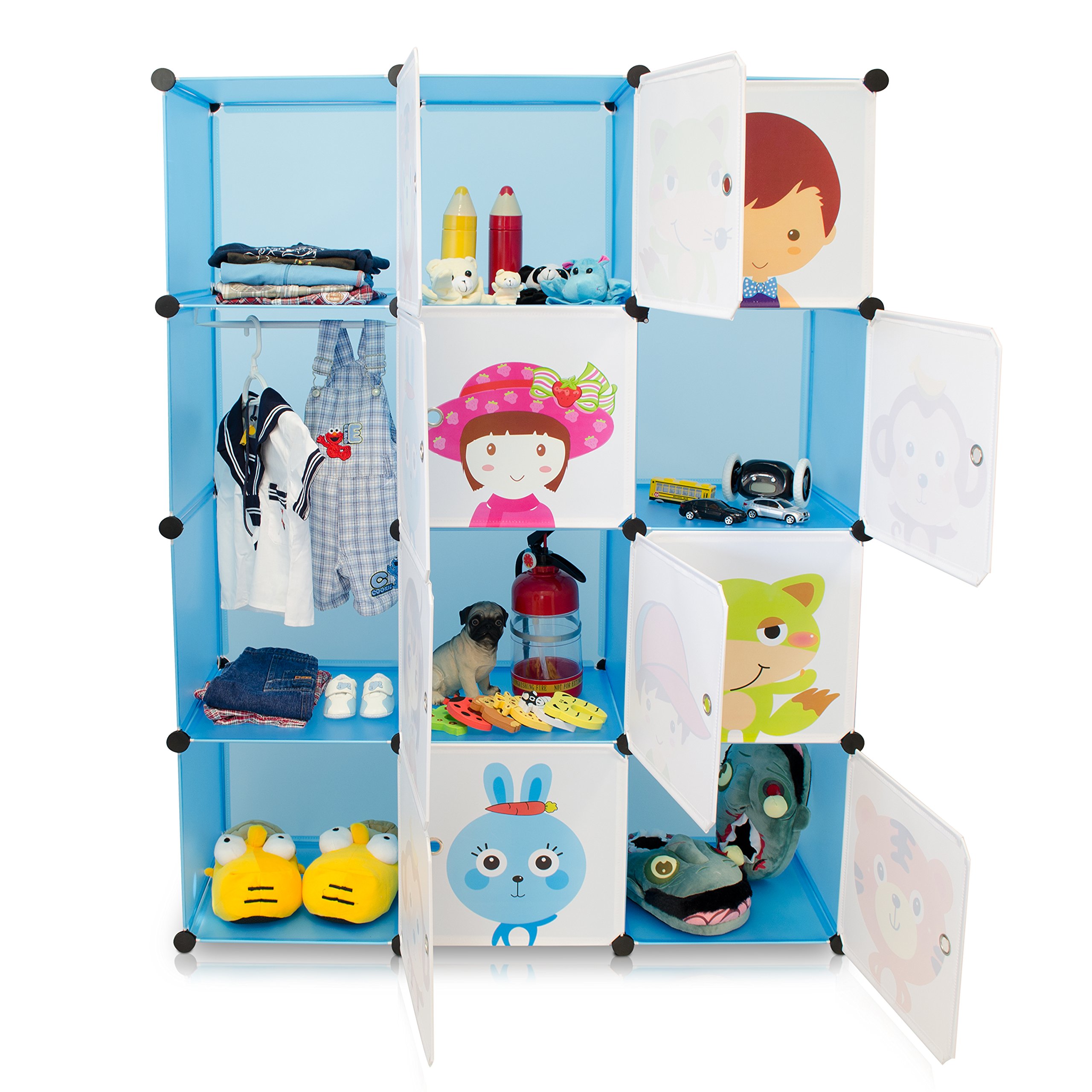Grinscard Kinderzimmer Steckschrank - Set aus 12 Modulen, Blau
