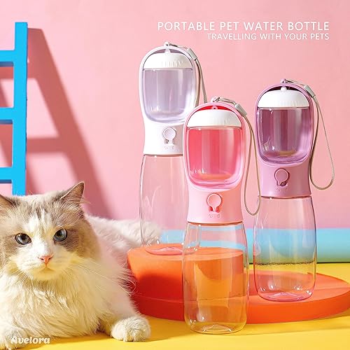 Miniatura 6 de AVELORA Botella de agua para perros, botella de agua portátil para mascotas con contenedor de alimentos, dispensador de agua portátil al aire libre