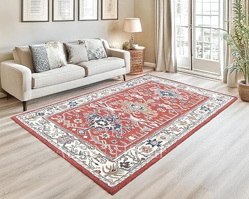 Miniatura 2 de Alfombras de lana tradicionales hechas a mano de Allen Home - Chia Rust - Duraderas, 100% lana - Alfombras para sala de estar, comedor, dormitorio,