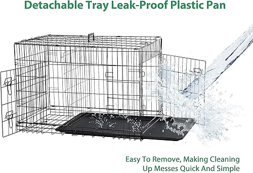 Vista 20 de Jaula mediana para perros, jaula para perros medianos, jaula plegable de metal para cachorros con bandeja para interiores y exteriores, jaula