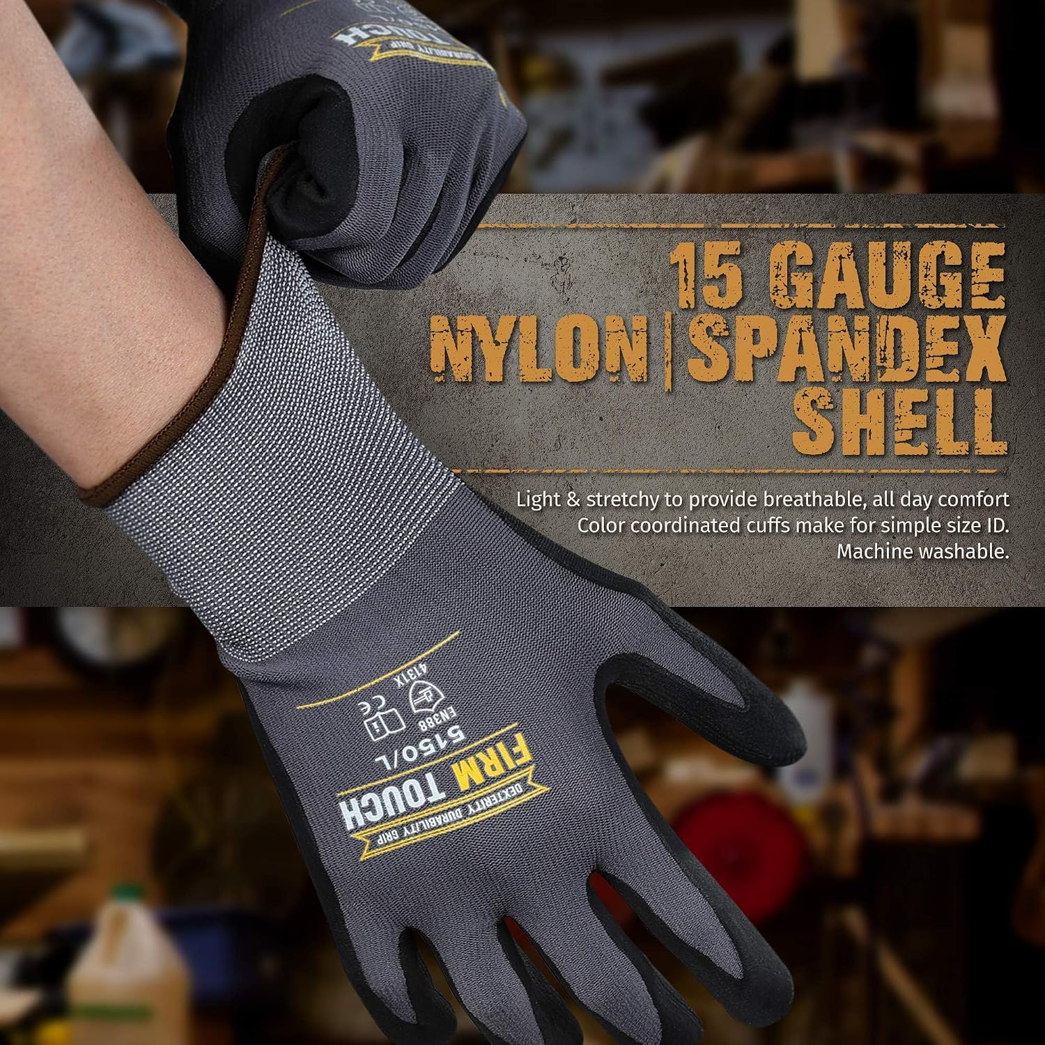 Glove Station Extra Grip Palm Coated High Dexterity Touchscreen Compatible-Cut Resistant for General Purpose