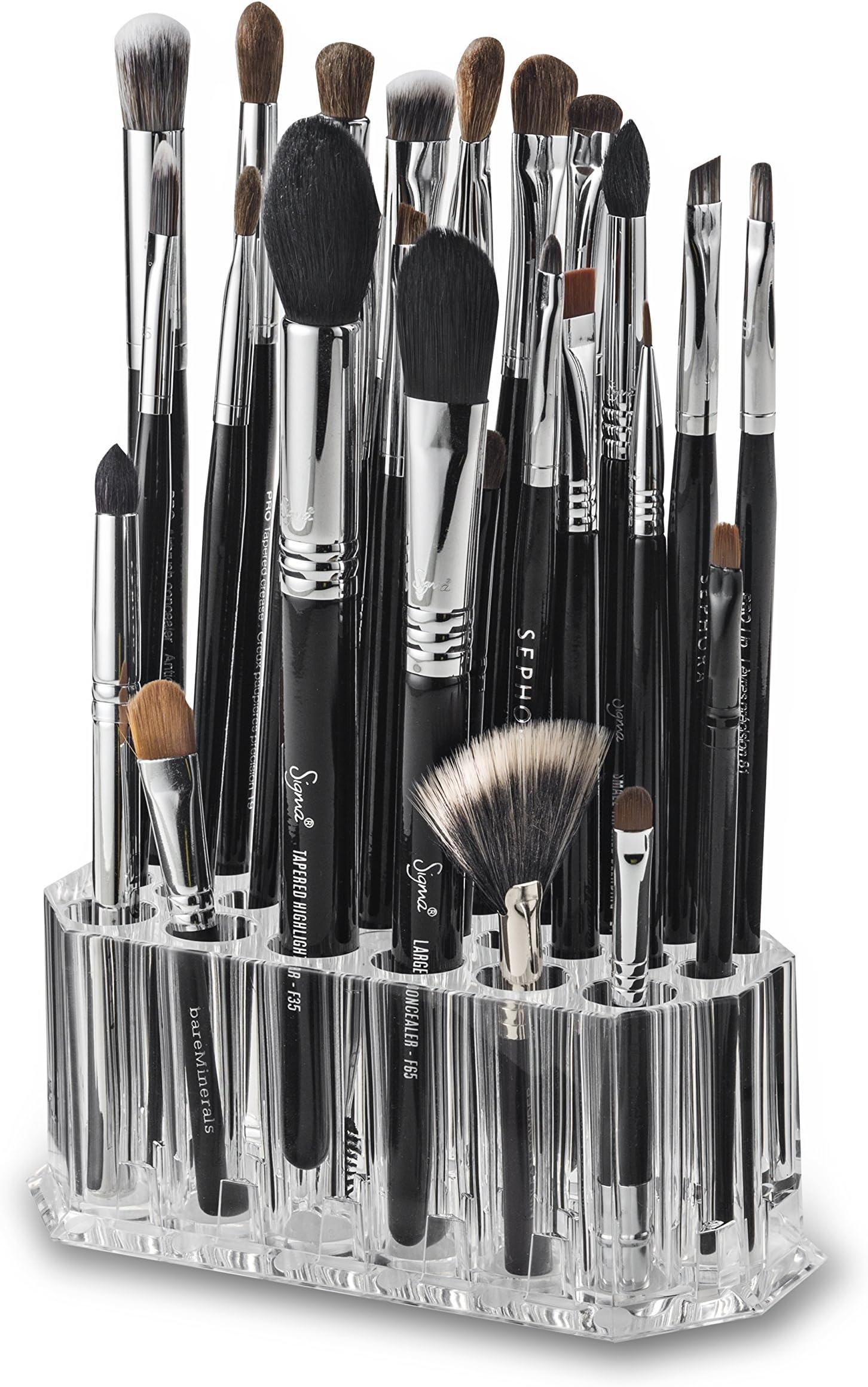 byAlegory Acrylic Makeup Beauty Brush Organiser for Slim Handles | 26 Space Cosmetic Storage Display Container