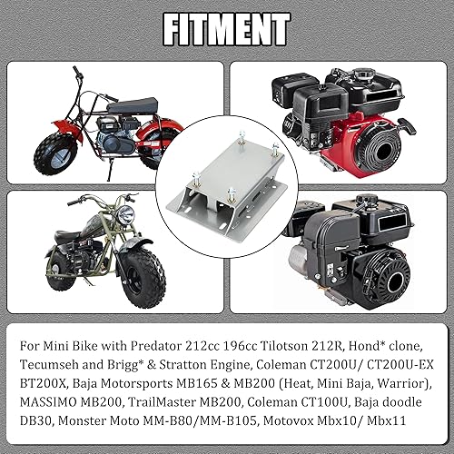 Vista 4 de YOXUFA Placa de Montaje de Juego de Convertidor de Par de 212cc para Motor de Depredador 224cc Coleman CT200U BT200X Baja Warrior Massimo MB200 Mini