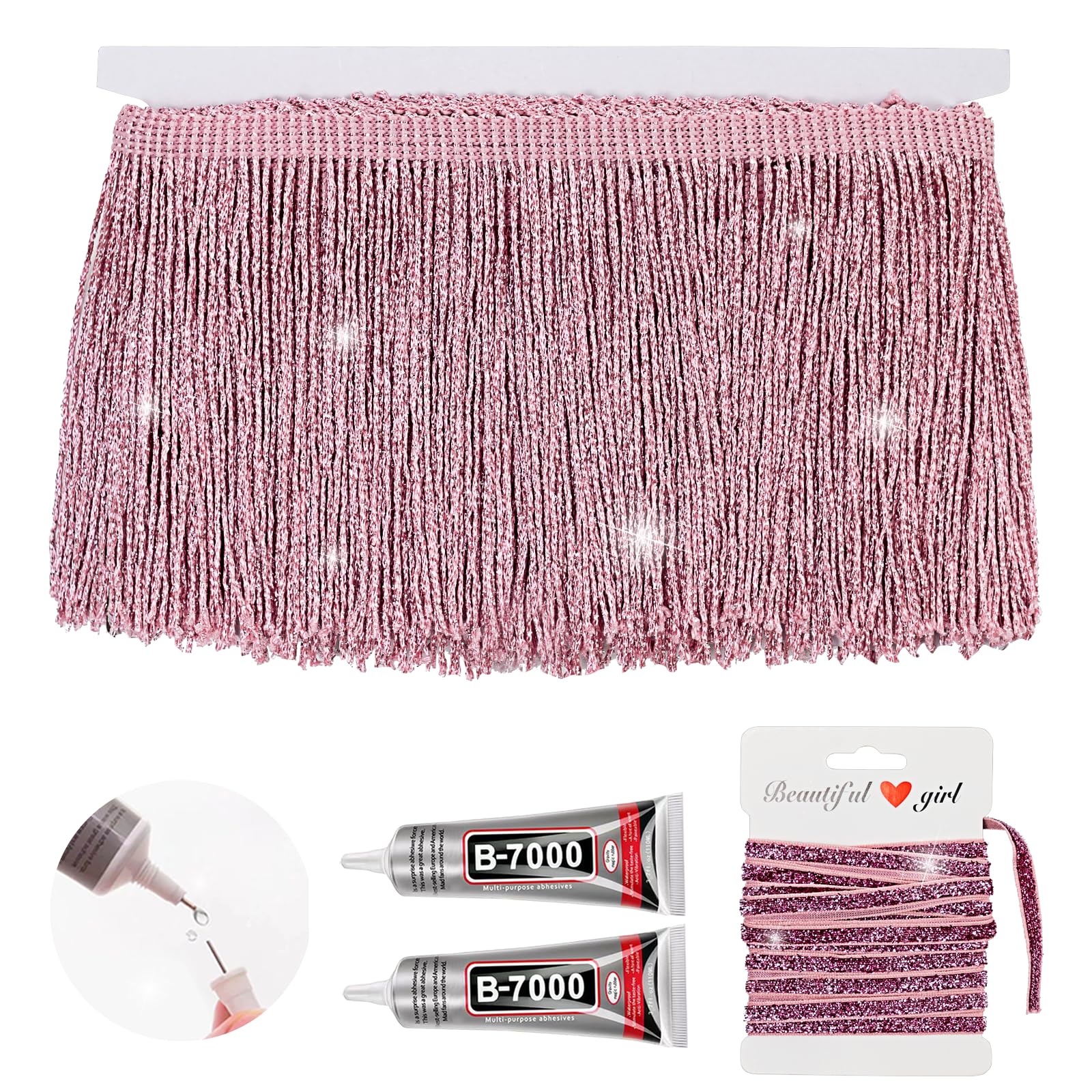 Amazon.com: Yhsheen Pink Glittery Fringes, 5 Yards X 4 Inch