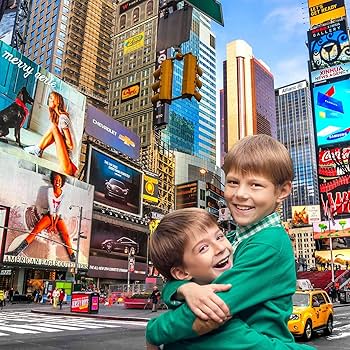 Amazon | ニューヨークタイムズスクエア背景モダンシティ超高層