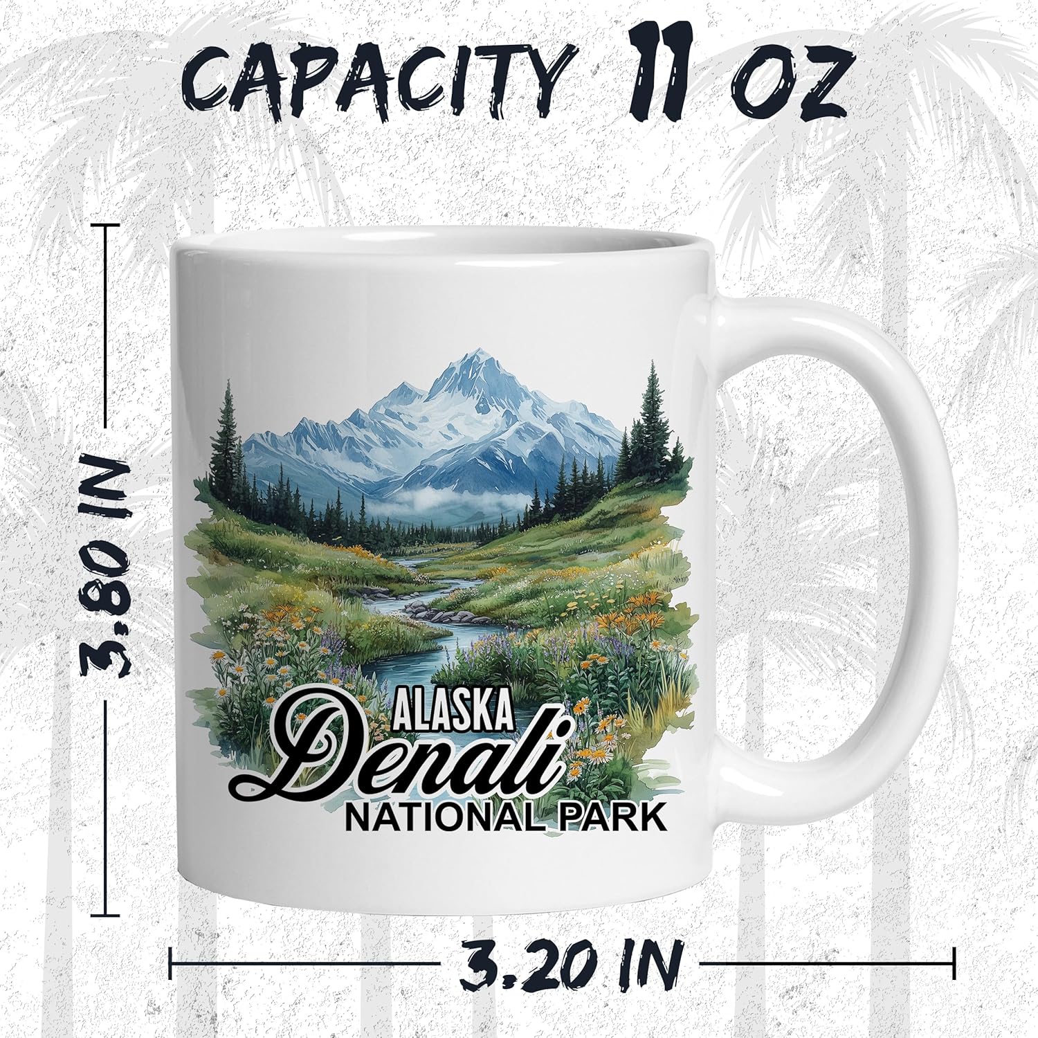 Denali National Park Alaska Ceramic Coffee Mug 11oz Snowcapped Peak - Tea Coffee Mug with Comfortable Grip - Unique Travel Gift Cup for Office or Home - Vibrant Long-Lasting Print ID44991 - Image 2