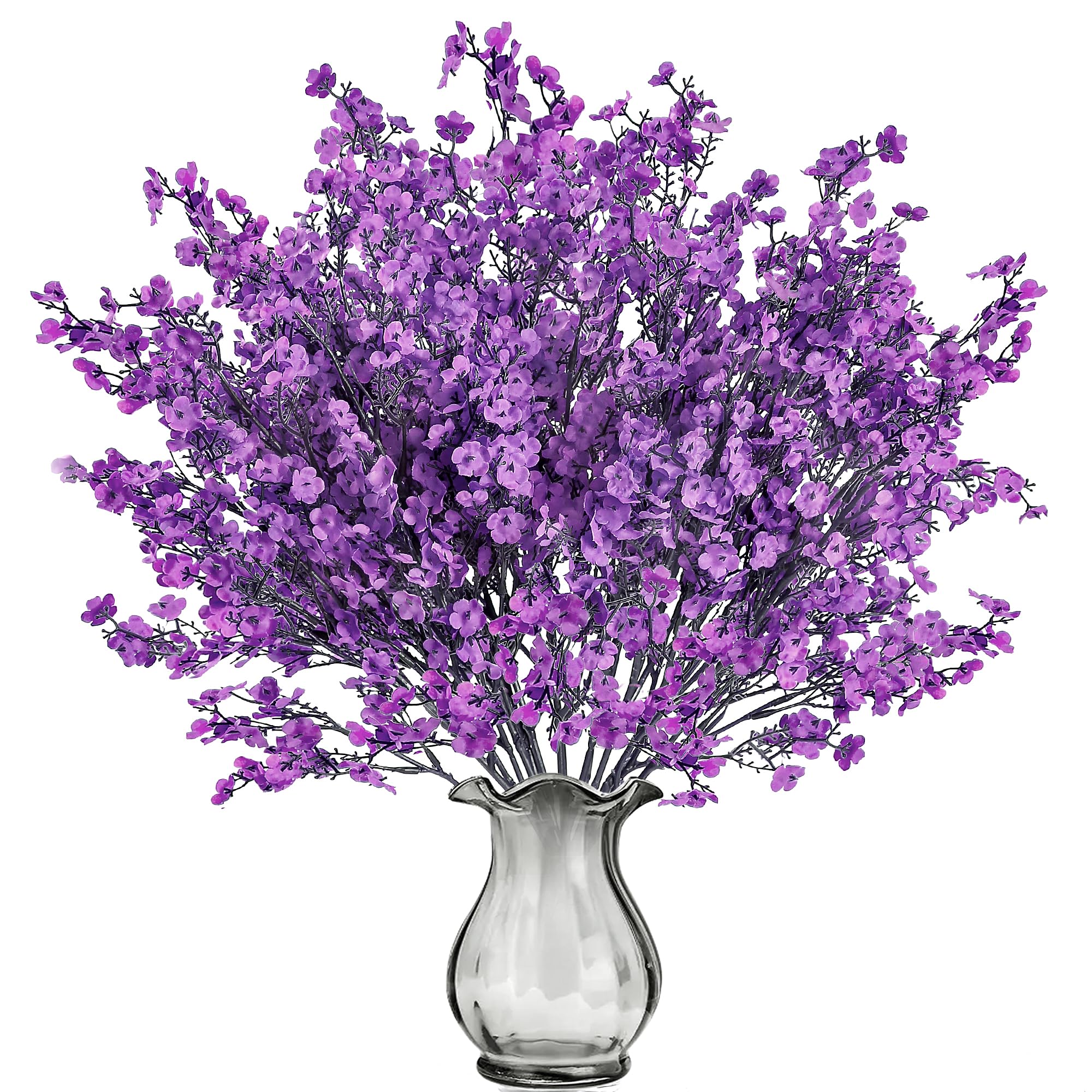 Sggvecsy 10 Pcs Babys Breath Artificial Flowers Gypsophila Bouquets Bulk Real Touch Fake Silk Flowers for Home Wedding DIY Floral Arrangement Kitchen Table Centerpiece Festival Decoration (Purple)