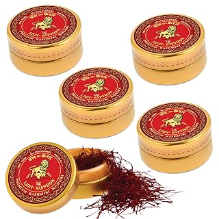 LION BRAND SAFFRON, Premium Kashmiri Mongra Saffron/Kesar (A+++ Grade) For Pregnant Women,Biryani,Beauty,Cooking&Sweets (Pack Of 1 (1Gm)) (Pack of 5 (5X1g=5grams))
