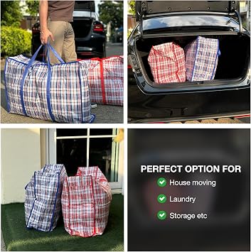 Start and DriveLtd, Laundry Bag, Extra Large (XL) Laundry Bags Heavy Duty Storage Bags Reusable Strong Zip Large Boxes for Moving House Clothing & Wardrobe Storage 2 Bags Red Colour