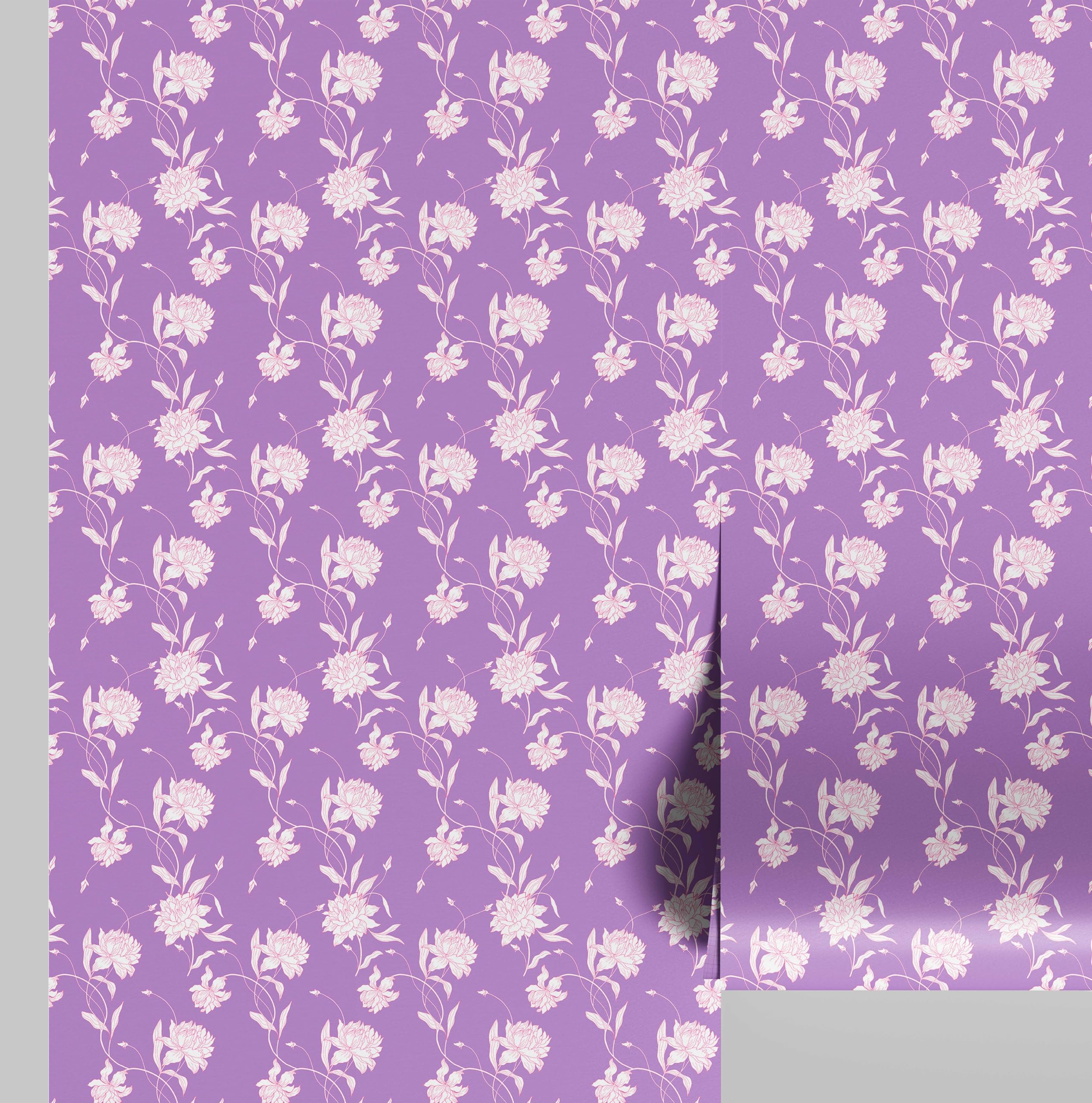 Revêtement mural autocollant floral amovible violet S4Sassy 63 cm